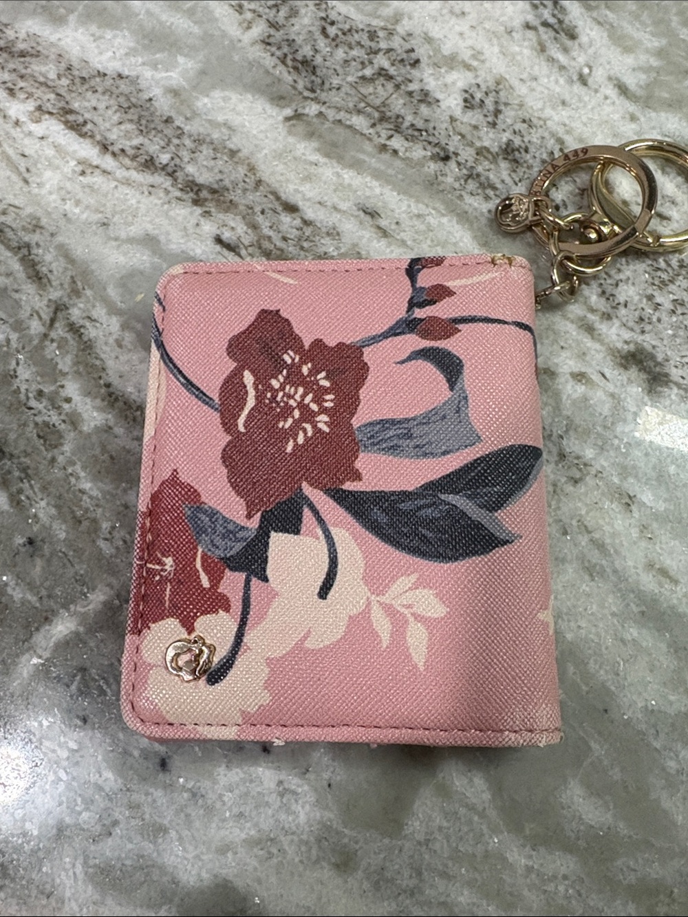 Spartina 449 Dusty Pink Cardholder Keyring with Gold Accents